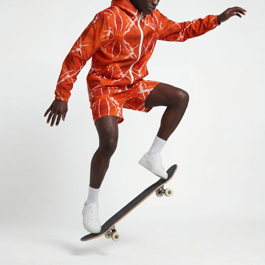 Crimson Grid – Abstract Fire Windbreaker | Windbreaker Drop 01 - #49