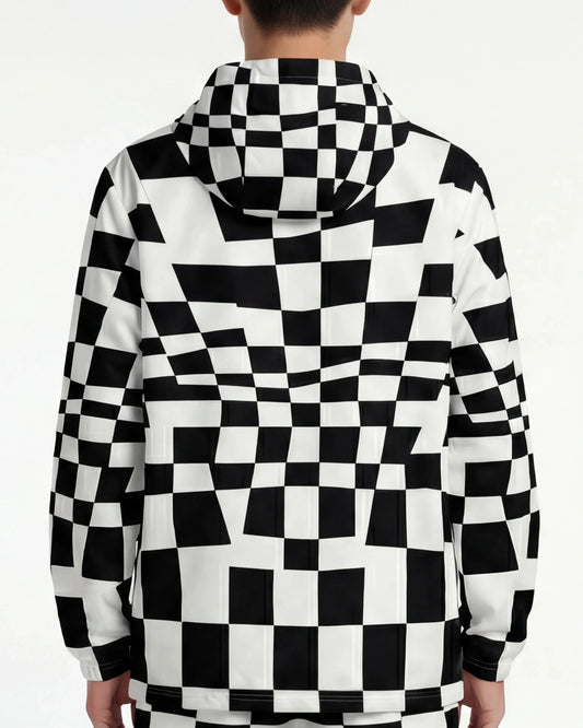 Distorted Grid Windbreaker