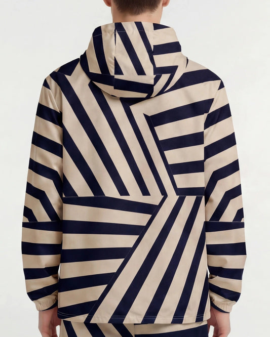 Navy & Sand Geometry Windbreaker