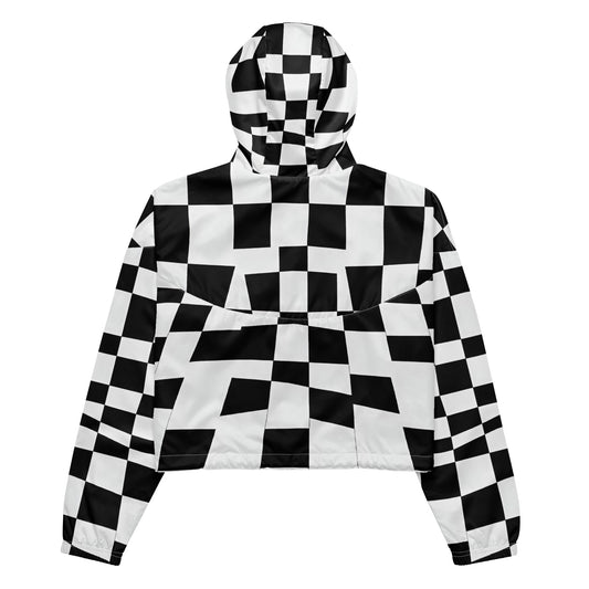 Pixel Clash – Distorted Grid Cropped Windbreaker | Cropped Windbreaker Drop 01 - #10