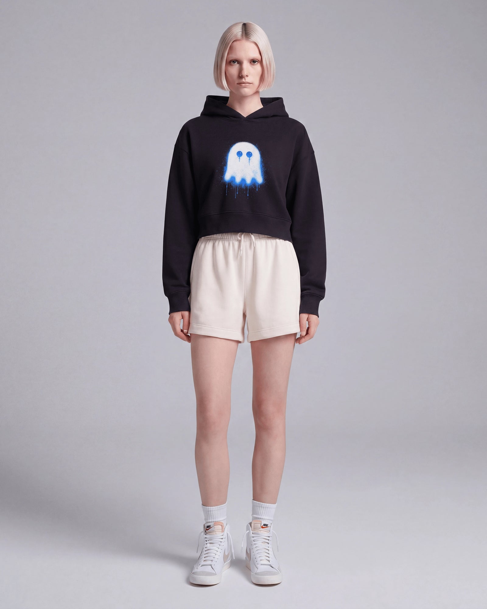 Sad Ghost Crop Hoodie
