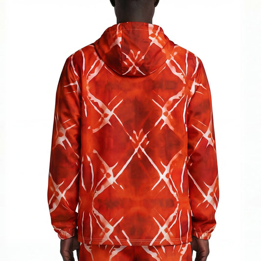 Crimson Grid – Abstract Fire Windbreaker | Windbreaker Drop 01 - #49