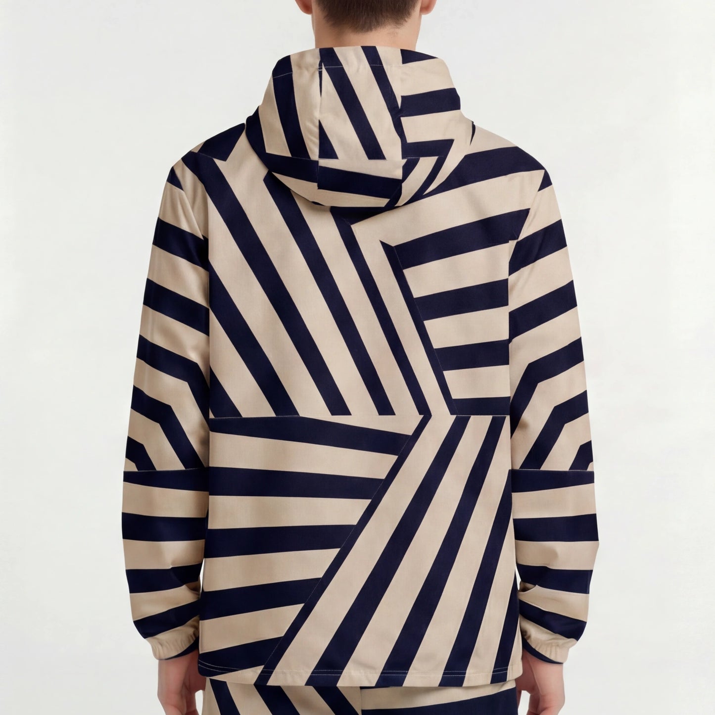 Meridian Stripe – Navy & Sand Geometry Windbreaker | Windbreaker Drop 01 - #19