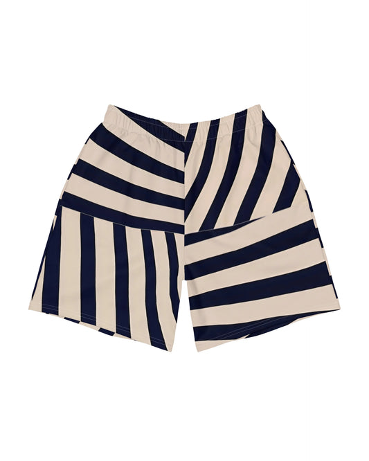 Meridian Stripe – Navy & Sand Geometry Shorts
