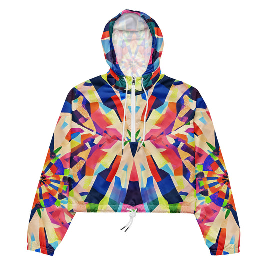 Prism Burst – Kaleidoscope Geometry Cropped Windbreaker | Drop 01 - #39