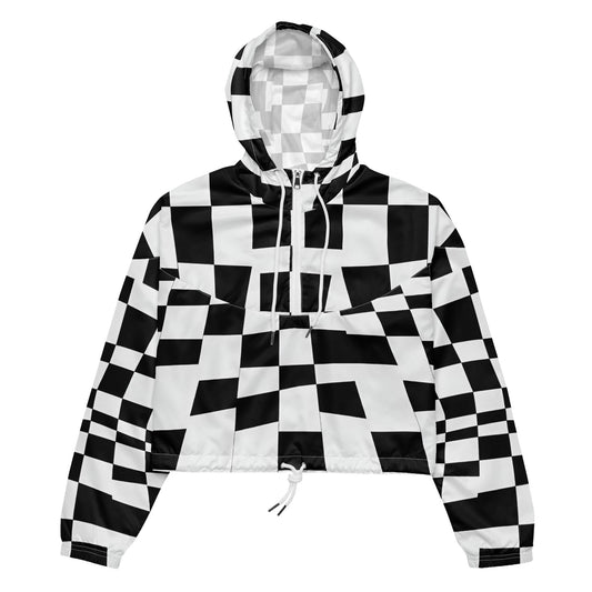 Pixel Clash – Distorted Grid Cropped Windbreaker | Cropped Windbreaker Drop 01 - #10